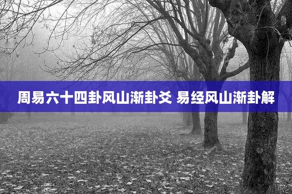 周易六十四卦风山渐卦爻 易经风山渐卦解