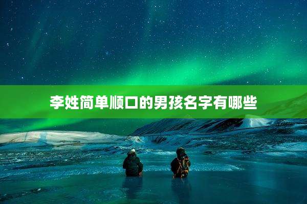 李姓简单顺口的男孩名字有哪些