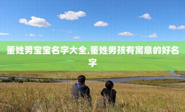 董姓男宝宝名字大全,董姓男孩有寓意的好名字