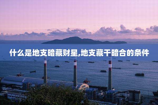 什么是地支暗藏财星,地支藏干暗合的条件
