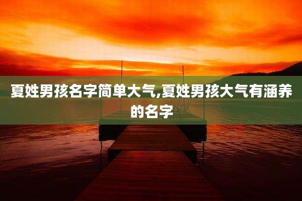 夏姓男孩名字简单大气,夏姓男孩大气有涵养的名字