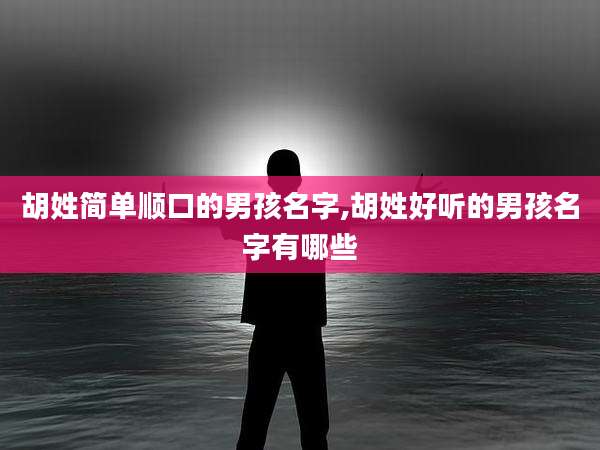 胡姓简单顺口的男孩名字,胡姓好听的男孩名字有哪些
