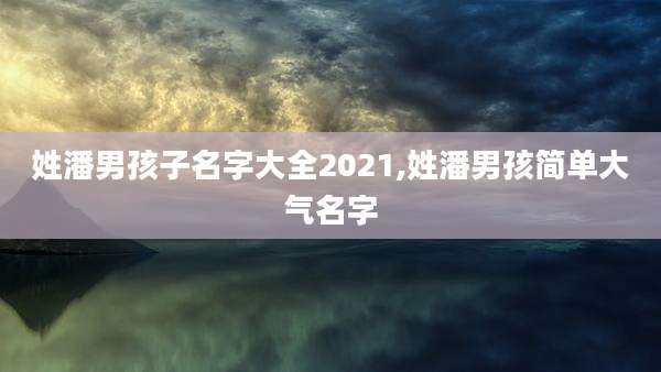 姓潘男孩子名字大全2021,姓潘男孩简单大气名字