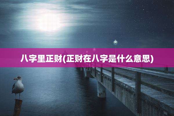 八字里正财(正财在八字是什么意思)