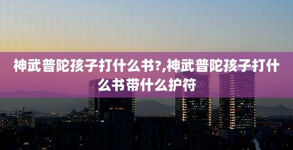 神武普陀孩子打什么书?,神武普陀孩子打什么书带什么护符
