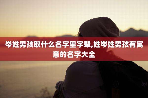 岑姓男孩取什么名字里字辈,姓岑姓男孩有寓意的名字大全