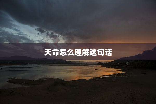 天命怎么理解这句话