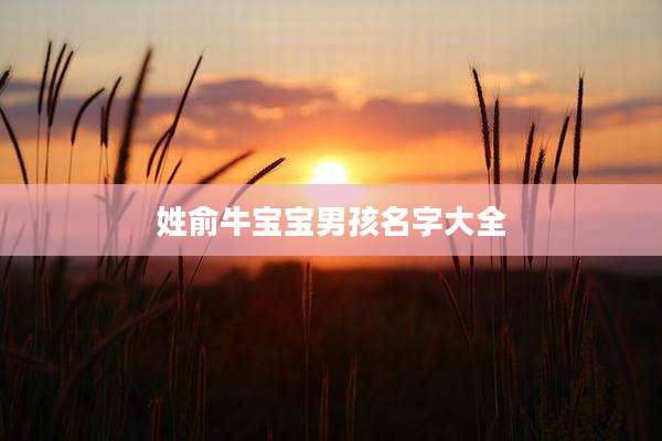 姓俞牛宝宝男孩名字大全