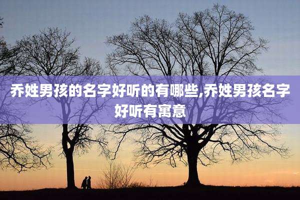乔姓男孩的名字好听的有哪些,乔姓男孩名字好听有寓意