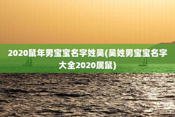 2020鼠年男宝宝名字姓吴(吴姓男宝宝名字大全2020属鼠)