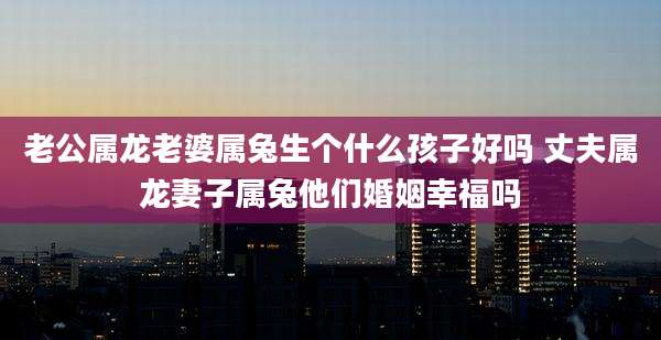 老公属龙老婆属兔生个什么孩子好吗 丈夫属龙妻子属兔他们婚姻幸福吗