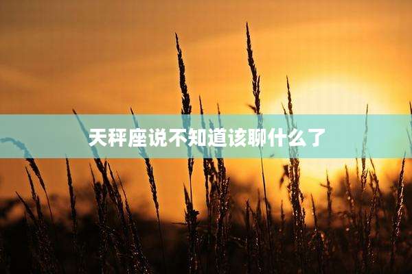 天秤座说不知道该聊什么了