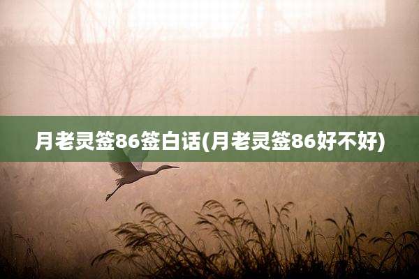 月老灵签86签白话(月老灵签86好不好)