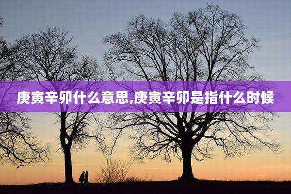 庚寅辛卯什么意思,庚寅辛卯是指什么时候