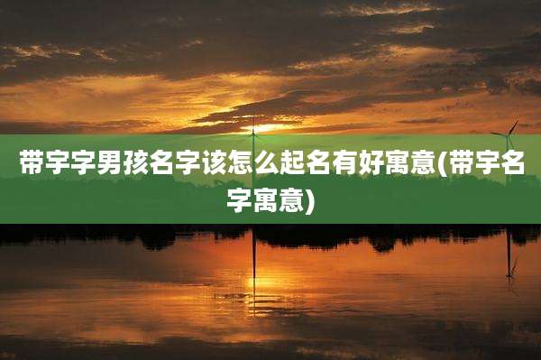 带宇字男孩名字该怎么起名有好寓意(带宇名字寓意)
