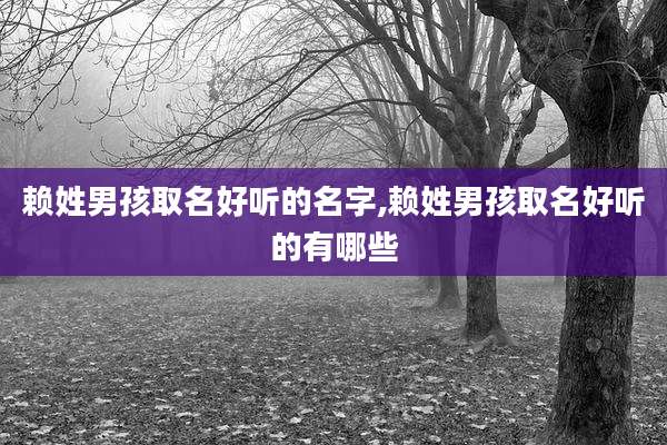 赖姓男孩取名好听的名字,赖姓男孩取名好听的有哪些