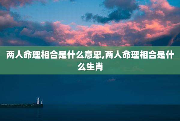 两人命理相合是什么意思,两人命理相合是什么生肖
