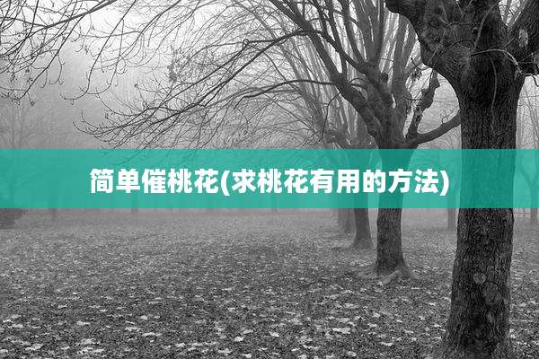 简单催桃花(求桃花有用的方法)