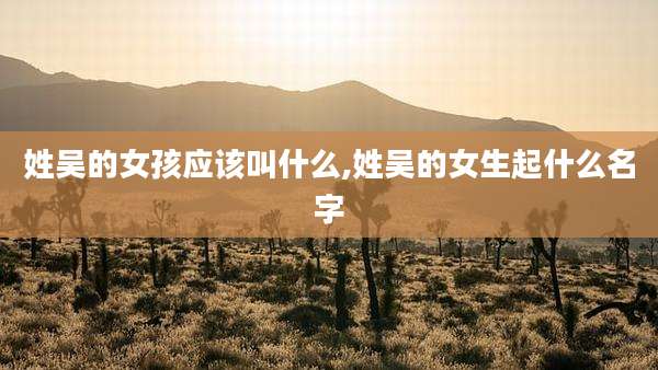 姓吴的女孩应该叫什么,姓吴的女生起什么名字
