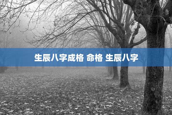 生辰八字成格 命格 生辰八字