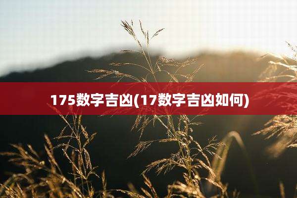 175数字吉凶(17数字吉凶如何)