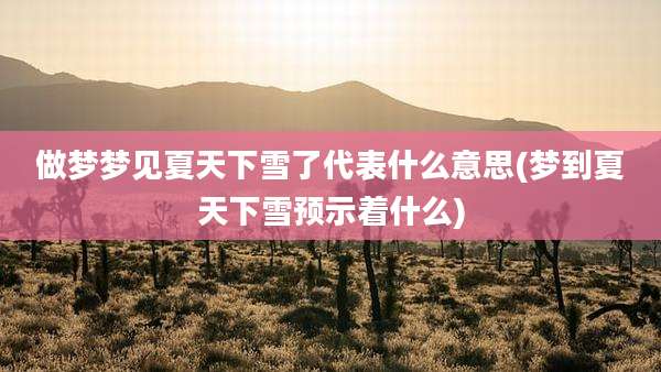 做梦梦见夏天下雪了代表什么意思(梦到夏天下雪预示着什么)