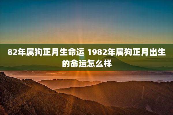 82年属狗正月生命运 1982年属狗正月出生的命运怎么样