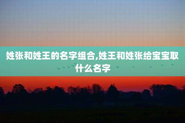 姓张和姓王的名字组合,姓王和姓张给宝宝取什么名字