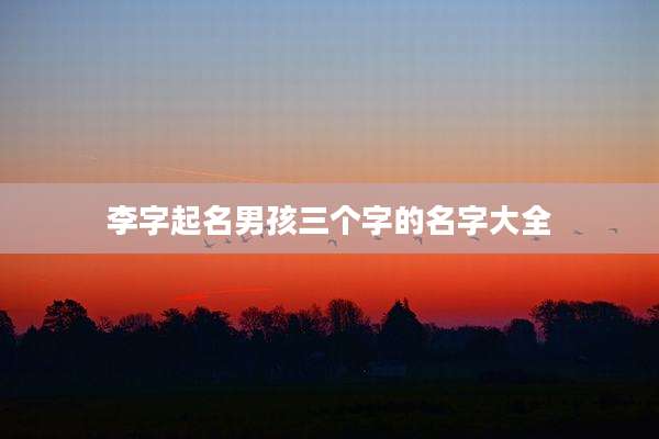 李字起名男孩三个字的名字大全