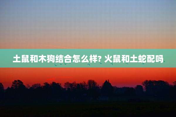 土鼠和木狗结合怎么样? 火鼠和土蛇配吗