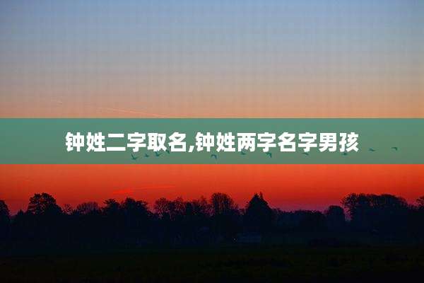 钟姓二字取名,钟姓两字名字男孩