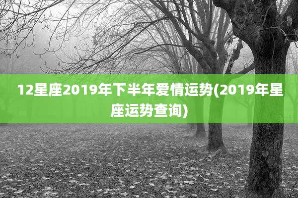 12星座2019年下半年爱情运势(2019年星座运势查询)