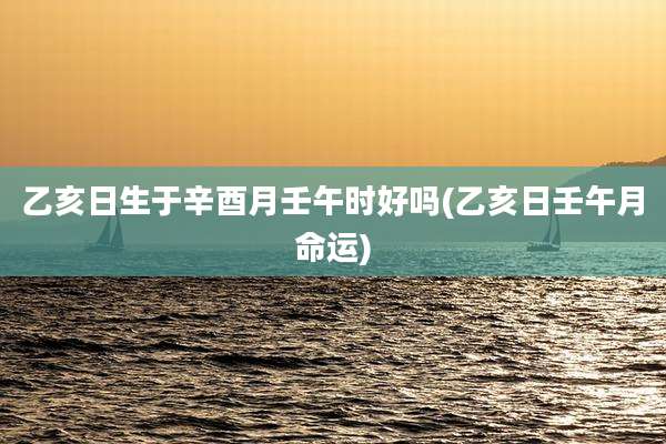 乙亥日生于辛酉月壬午时好吗(乙亥日壬午月命运)