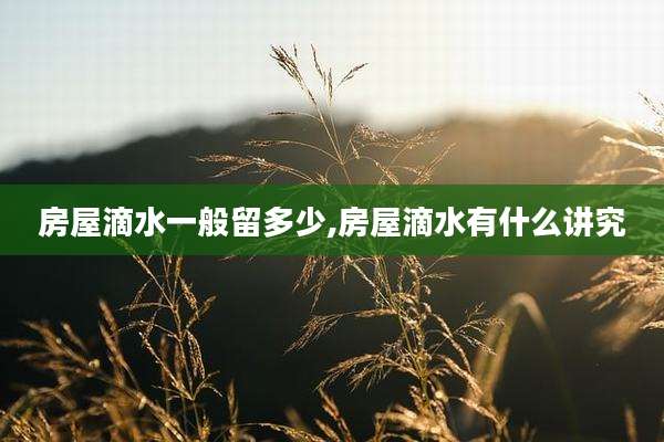 房屋滴水一般留多少,房屋滴水有什么讲究