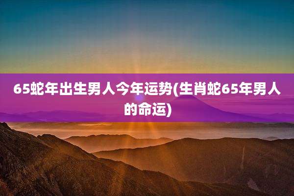 65蛇年出生男人今年运势(生肖蛇65年男人的命运)