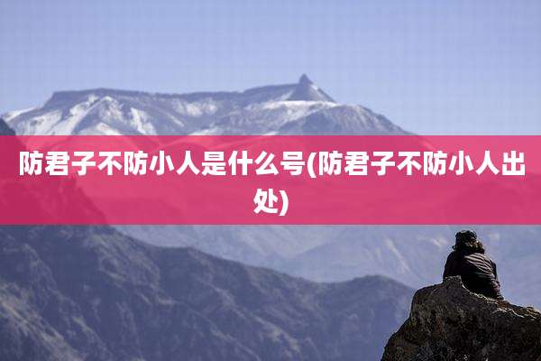 防君子不防小人是什么号(防君子不防小人出处)