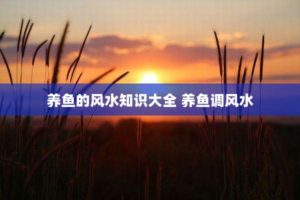 养鱼的风水知识大全 养鱼调风水