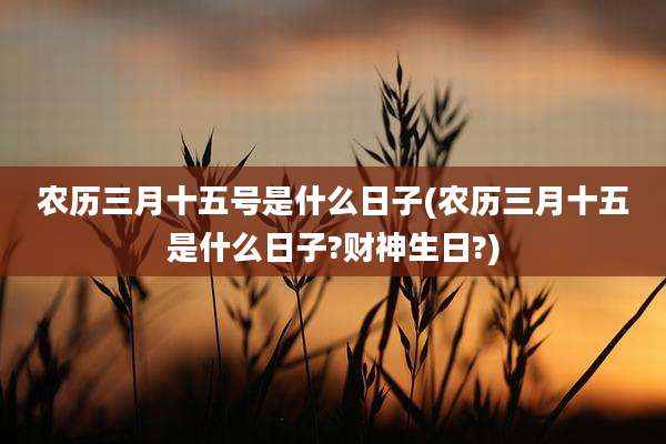 农历三月十五号是什么日子(农历三月十五是什么日子?财神生日?)