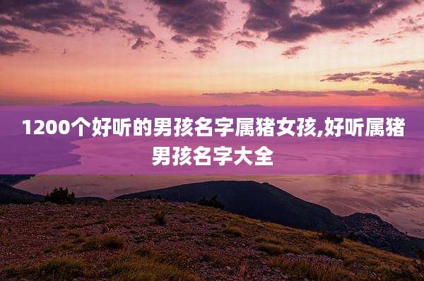 1200个好听的男孩名字属猪女孩,好听属猪男孩名字大全