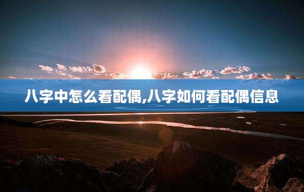 八字中怎么看配偶,八字如何看配偶信息