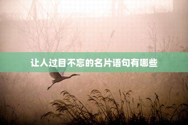让人过目不忘的名片语句有哪些