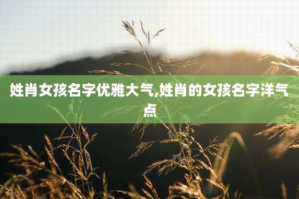 姓肖女孩名字优雅大气,姓肖的女孩名字洋气点