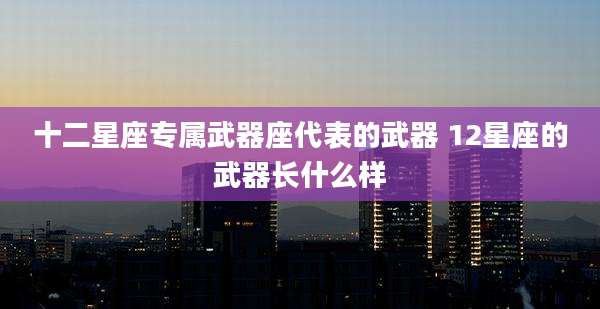 十二星座专属武器座代表的武器 12星座的武器长什么样