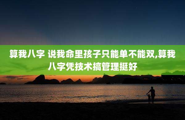 算我八字 说我命里孩子只能单不能双,算我八字凭技术搞管理挺好
