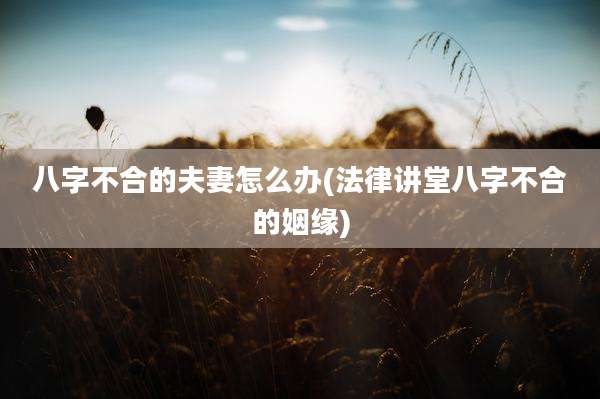 八字不合的夫妻怎么办(法律讲堂八字不合的姻缘)