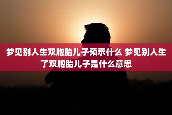 梦见别人生双胞胎儿子预示什么 梦见别人生了双胞胎儿子是什么意思