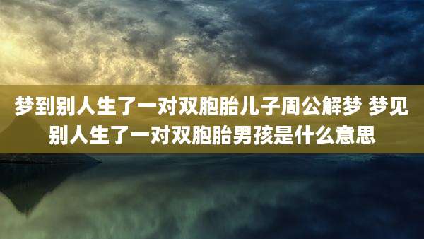 梦到别人生了一对双胞胎儿子周公解梦 梦见别人生了一对双胞胎男孩是什么意思