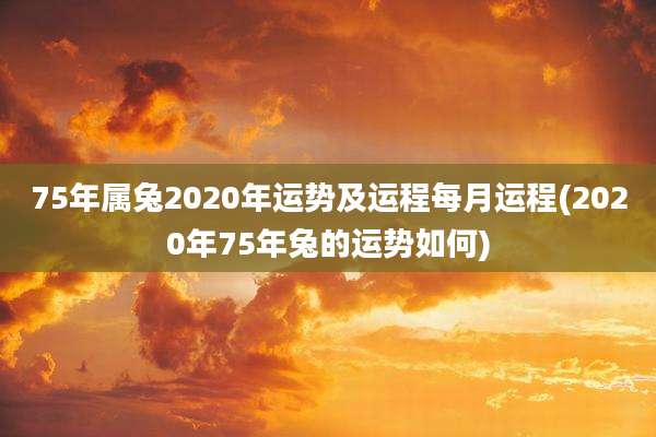 75年属兔2020年运势及运程每月运程(2020年75年兔的运势如何)