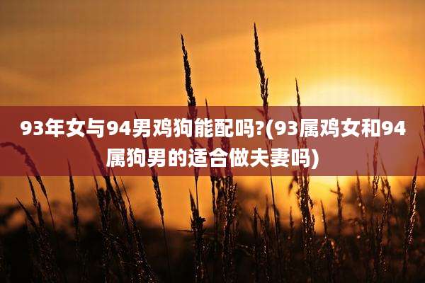 93年女与94男鸡狗能配吗?(93属鸡女和94属狗男的适合做夫妻吗)