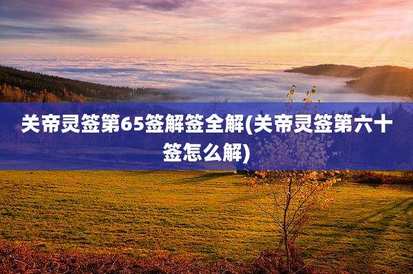 关帝灵签第65签解签全解(关帝灵签第六十签怎么解)